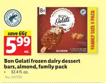 Lidl Bon gelati frozen dairy dessert bars, almond, family pack offer