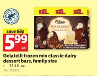 Lidl Gelatelli frozen mix classic dairy dessert bars, family size offer