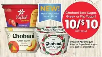 Kroger Chobani Zero Sugar, Greek Or Flip Yogurt offer