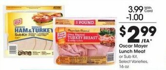 Kroger Oscar Mayer Lunch Meat 16 oz offer
