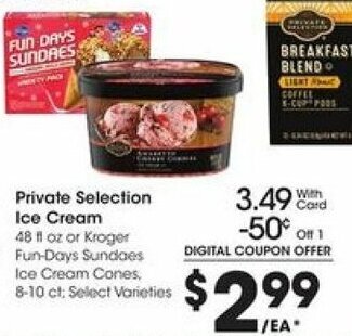 Kroger Private Selection Ice Cream offer
