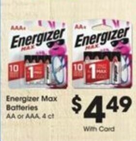 Kroger Energizer Max Batteries offer
