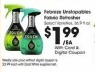 Kroger Febreze Unstopables Fabric Refresher offer