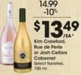 Kroger Kim Crawford, Rue De Perie Or Josh Cellars Cabernet 750ml offer