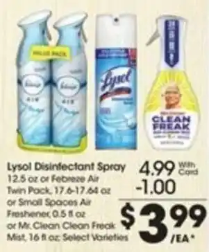 Kroger Lysol Disinfectant Spray 12.5 oz offer