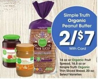 Kroger Simple Truth Organic Peanut Butter 16 oz offer