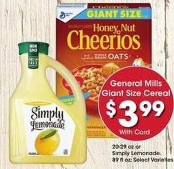 Kroger General Mills Giant Size Cereal 20-29 oz offer