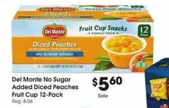 Kroger Del Monte No Sugar Added Diced Peaches Fruit Cup 12-Pack offer