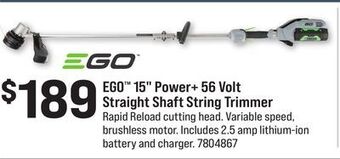 Ace Hardware Ego™ 15 power+ 56 volt straight shaft string trimmer offer