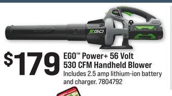 Ace Hardware Ego™ power+ 56 volt 530 cfm handheld blower offer