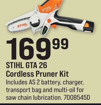 Ace Hardware Stihl gta 26 cordless pruner kit offer