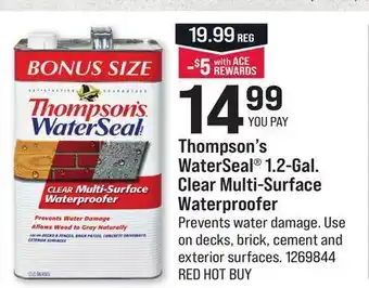 Ace Hardware Thompson's waterseal® 1.2-gal. clear multi-surface waterproofer offer