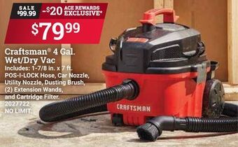 Ace Hardware Craftsman® 4 gal. wet/dry vac offer