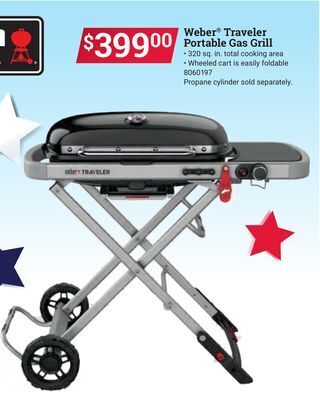 Ace Hardware Weber® traveler portable gas grill offer