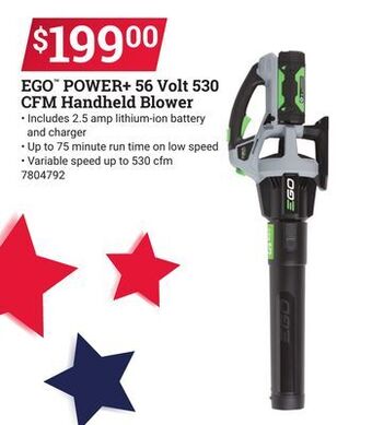 Ace Hardware Ego™ power + 56 volt 530 cfm handheld blower offer