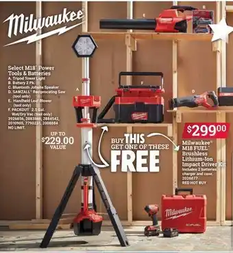 Ace Hardware Milwaukee® m18 fuel™ brushless lithium-ion impact driver kit offer