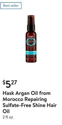 Walmart Hask argan oil from morocco repairing sulfate-free shine hair oil offer