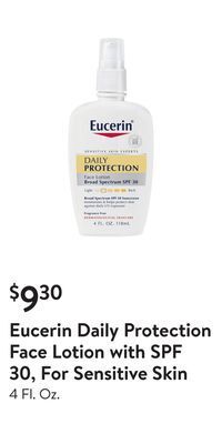 Walmart Eucerin daily protection face lotion with spf 30, for sensitive skin offer
