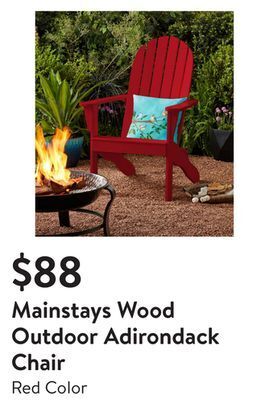 Walmart Mainstays wood outdoor adirondack chair offer