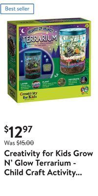 Walmart Creativity for kids grow n' glow terrarium - child craft activity for boys and girls offer