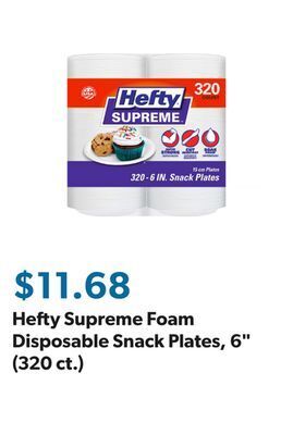 Sam's Club Hefty supreme foam disposable snack plates, 6 (320 ct.) offer