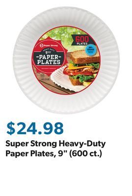 Sam's Club Super strong heavy-duty paper plates, 9 (600 ct.) offer