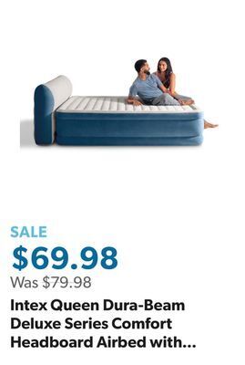 Sam's Club Intex queen dura-beam deluxe series comfort headboard airbed with internal pump offer