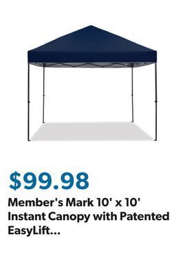 Sam's Club Member's mark 10' x 10' instant canopy with patented easylift technology offer