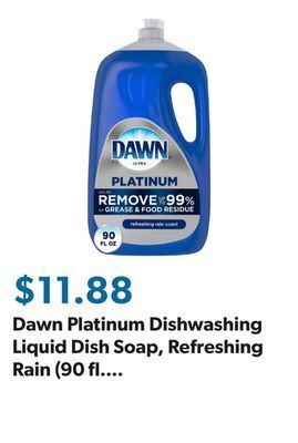 Sam's Club Dawn platinum dishwashing liquid dish soap, refreshing rain (90 fl. oz.) offer