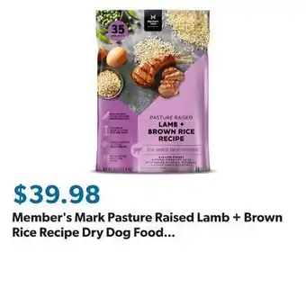 Sam's Club Member's mark pasture raised lamb + brown rice recipe dry dog food (35 lbs.) offer
