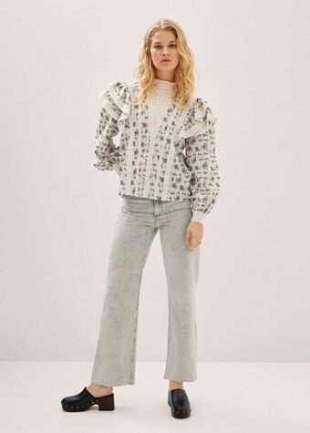 Mango Ruffled embroidered blouse offer