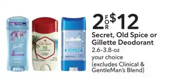 Publix Secret, Old Spice or Gillette Deodorant 2.6-3.8-oz offer