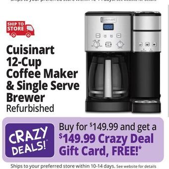 Ocean State Job Lot Cuisinart 12-cup coffee maker & single-serve brewer (factory refurbished) offer