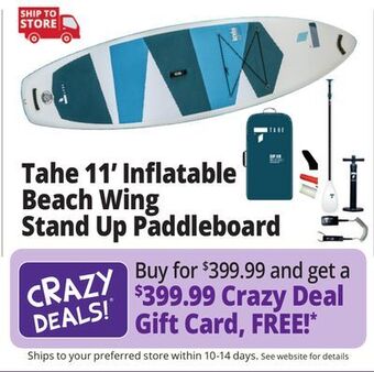 Ocean State Job Lot Tahe 11' inflatable beach wing stand up paddleboard offer