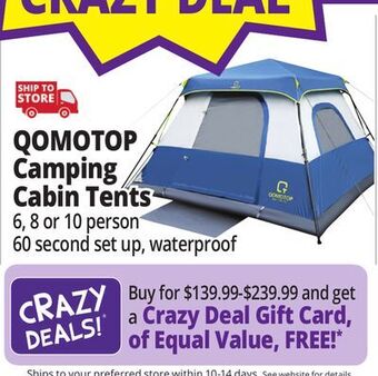 Ocean State Job Lot Camping tents offer