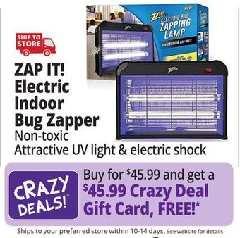 Ocean State Job Lot Zap it! electric indoor bug zapper with non-toxic attractant uv light and electric shock offer