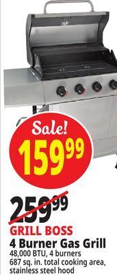 Ocean State Job Lot Grill boss 4-burner gas grill offer