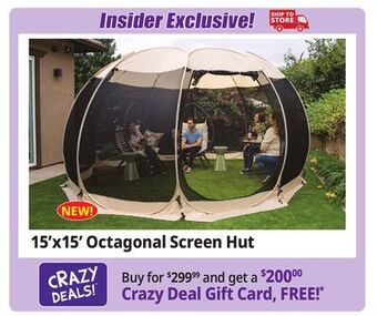 Ocean State Job Lot Crown shades 15' x 15' pop-up octagonal screen hut offer