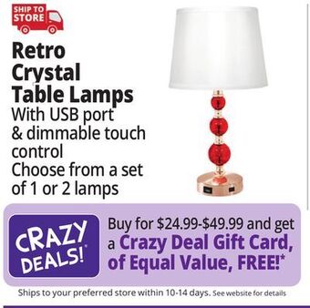Ocean State Job Lot Retro crystal table lamps offer