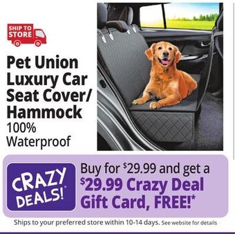 Ocean State Job Lot Pet union car seat cover/hammock for dogs, black offer