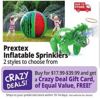 Ocean State Job Lot Prextex inflatable sprinklers offer