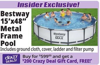 Ocean State Job Lot Bestway 15'x48 metal frame pool offer