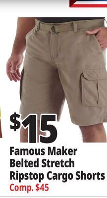 Ocean State Job Lot Famous maker belted stretch ripstop cargo shorts offer