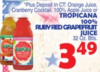 Bravo Supermarkets Tropicana 100% ruby red grapefruit juice offer