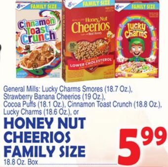 Bravo Supermarkets General mills honey nut cheerios family size 18.8 oz. box offer