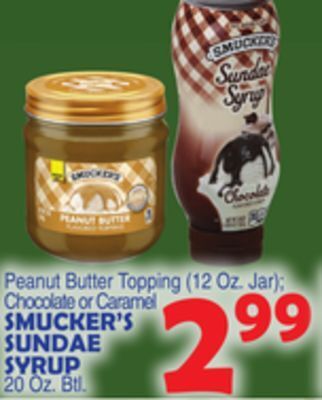 Bravo Supermarkets Smucker's sundae syrup 20 oz. btl offer