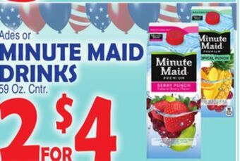 Bravo Supermarkets Minute maid drinks offer