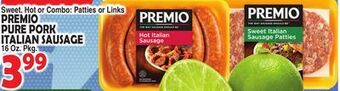 Bravo Supermarkets Premio pure pork italian sausage offer