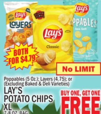 C Town Lay's potato chips xl, 7-8 oz. bag offer