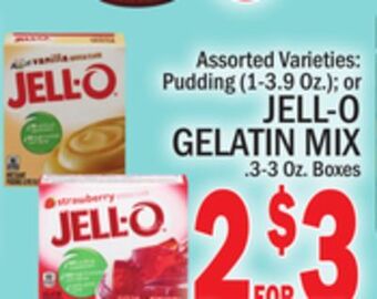 C Town Jell-o gelatin mix. 3-3 oz. boxes offer
